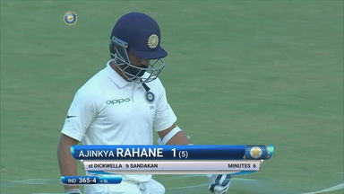 IND vs SL 2017, 3rd Test Day 1: Ajinkya Rahane Wicket