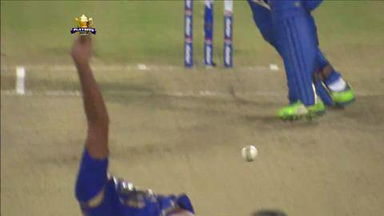M75: RR vs MI – Aditya Tare Six
