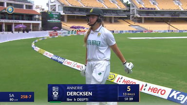 IND-W vs SA-W 2024, 1st Test: Annerie Dercksen Wicket