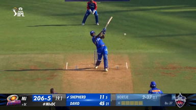M20: MI vs DC – Romario Shepherd Six