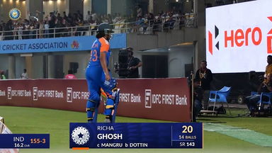 IND-W vs WI-W 2024, 1st T20I: Richa Ghosh Wicket