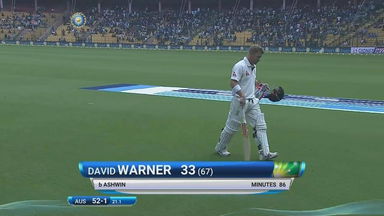 IND vs AUS 2017 - 2nd Test day 2 : David Warner Wicket