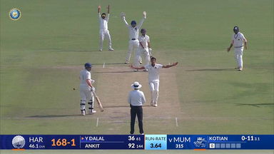 Ranji Trophy 2025 QF3, Haryana vs Mumbai: Haryana 1st Innings Fall of Wickets