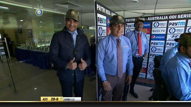 Commentators don the camouflage caps in the Comm box