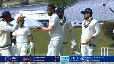 Ranji Trophy 2023/24, Uttarakhand vs Baroda: Baroda 1st Innings Fall of Wickets
