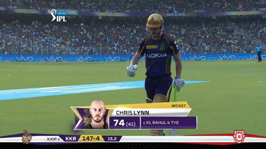 M18: KKR vs KXIP – Chris Lynn Wicket