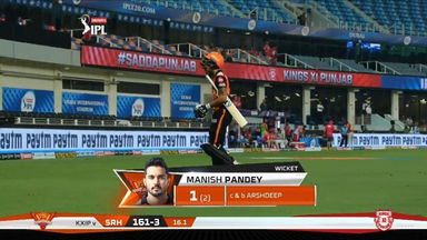 M22: SRH vs KXIP – Manish Pandey Wicket