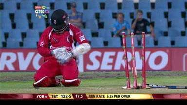 Q4: TT vs YOR –  D Ramdin run out (Root/Rashid)