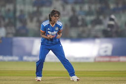 Nandni Sharma knocks over the off-stump