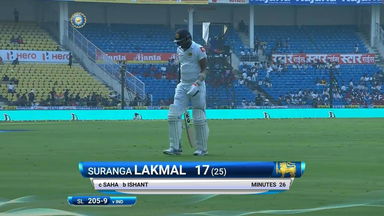 IND vs SL 2017, 2nd Test Day 1: Suranga Lakmal Wicket