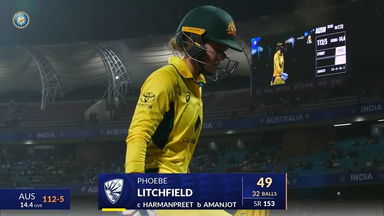 IND-W vs AUS-W 2023-24, 1st T20I: Phoebe Litchfield Wicket