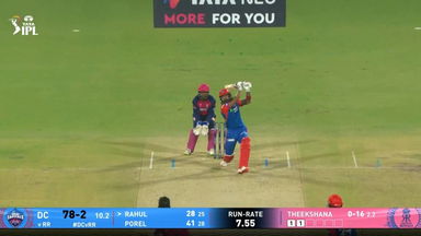 IPL 2025 M32: DC vs RR - KL Rahul Six