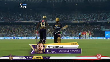 M06: KKR vs KXIP – Nitish Rana Wicket