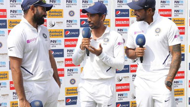 On the microphone with Saha, Shami & Umesh