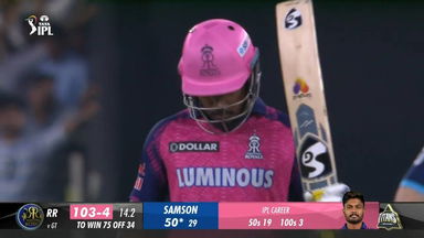 Sanju Samson leads RR's fight with splendid 60(32)