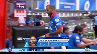 M51: DC vs MI – Shikhar Dhawan Wicket