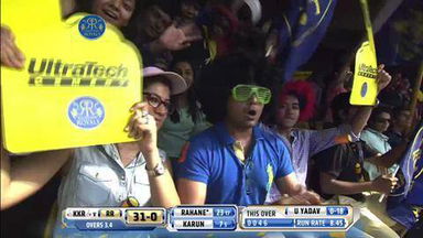M25: RR vs KKR–  Ajinkya Rahane Six