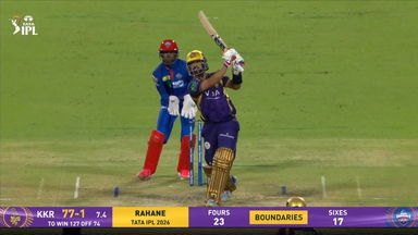 IPL 2026 M70: KKR vs DC - Ajinkya Rahane Six