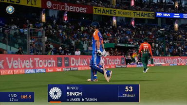 IND vs BAN 2024, 2nd T20I: Rinku Singh Wicket