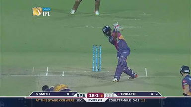 M41: KKR vs RPS   – Rahul Tripathi Six
