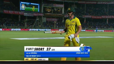 IND vs AUS 2019, 1st T20I: D'Arcy Short Wicket