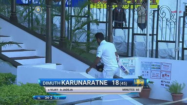 IND vs SL 2017, 2nd Test Day 4: Dimuth Karunaratne Wicket
