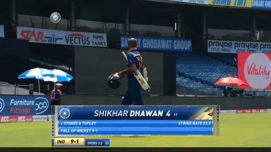 IND vs ENG 2021, 2nd ODI :  Shikhar Dhawan Wicket