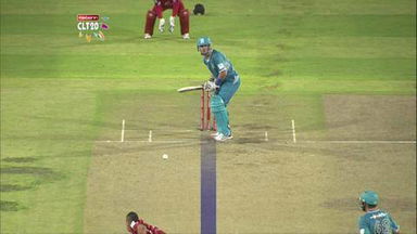 M2: BRI vs T&T –  Dan Christian lbw b Emrit