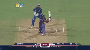 M28: MI vs RPS – Rahul Tripathi Six