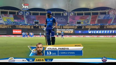 Q1: MI vs DC – Krunal Pandya Wicket