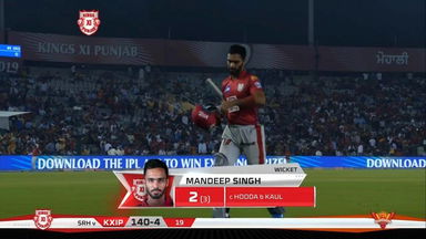 M22: KXIP vs SRH – Mandeep Singh Wicket