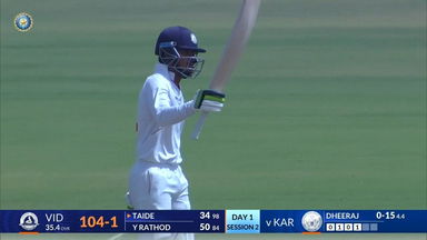 Ranji Trophy 2023/24, Vidarbha vs Karnataka, QF 1: Calm Yash Rathod steadies the ship with 93(157)
