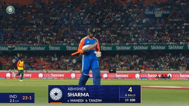 IND vs BAN 2024, 3rd T20I: Abhishek Sharma Wicket