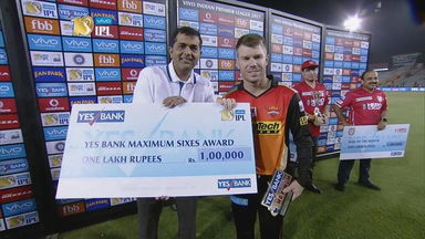 M33: KXIP vs SRH  – YES Bank Maximum Sixes – David Warner