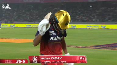 Wicket: Match 16, Royal Challengers Bengaluru vs Mumbai Indians, WPL 2026: Radha Yadav Wicket