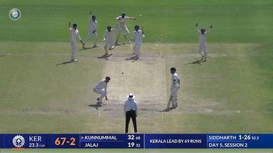 Ranji Trophy 2025 SF1, Gujarat vs Kerala: Kerala 2nd Innings Fall of Wickets