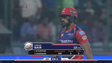 M42: DD vs GL – Karun Nair Wicket