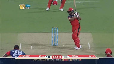 M5: RCB vs DD – Kedar Jadhav Six