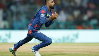 Fantastic grab: Krunal pulls off a brilliant running catch