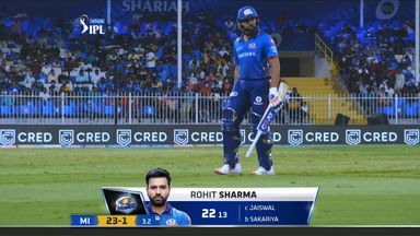 M51: RR vs MI – Rohit Sharma Wicket