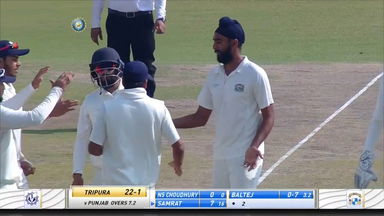 Ranji Trophy 2021-22, Punjab v Tripura: Tripura 1st Innings Fall of Wickets