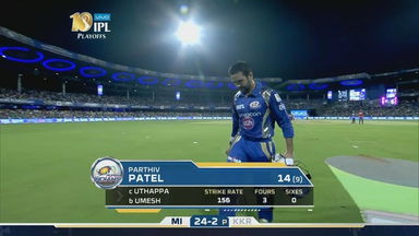 Q2: MI vs KKR – Parthiv Patel Wicket