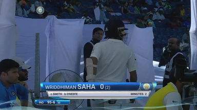 IND vs AUS 2017 - 1st Test Day 2 : Wriddhiman Saha Wicket