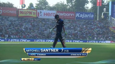 IND vs NZ 2016, 3rd ODI: Mitchell Santner Wicket