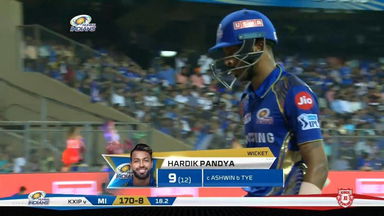 M50: MI vs KXIP – Hardik Pandya Wicket