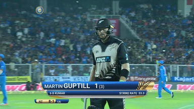 IND vs NZ 2017, 3rd T20I: Martin Guptill Wicket