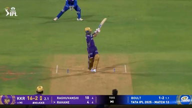 IPL 2025 M12: MI vs KKR - Ajinkya Rahane Six