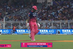IPL 2026 M28: KKR vs RR - Shimron Hetmyer Wicket
