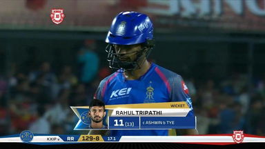 M38: KXIP vs RR – Rahul Tripathi Wicket