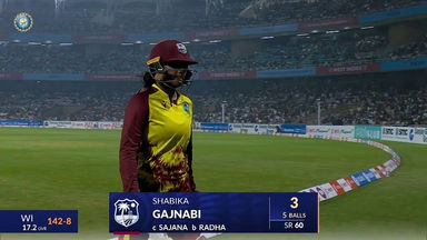 IND-W vs WI-W 2024, 3rd T20I: Shabika Gajnabi Wicket